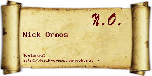 Nick Ormos névjegykártya